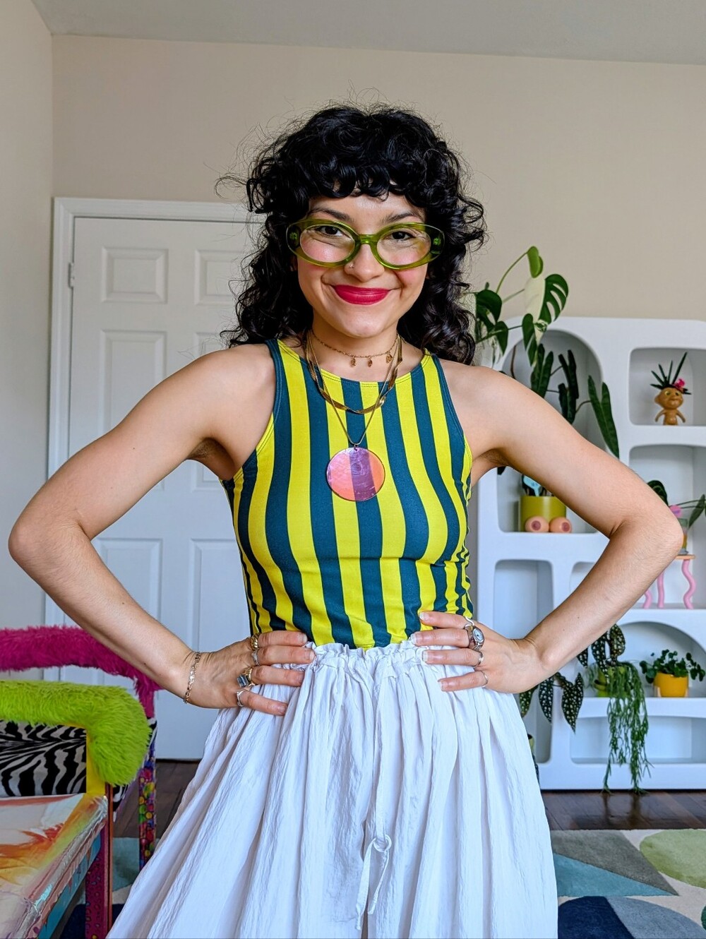 ZooZatz yellow and blue striped tank top